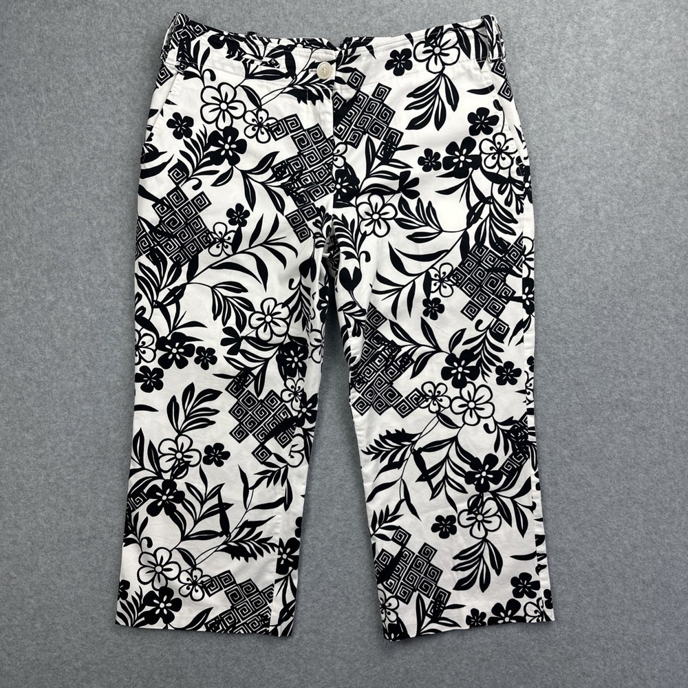 Madison Studio Black White Floral Women's Capri‎ Pants Size 10